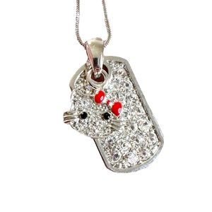 Hello Kitty Y2K Rhinestone Dog Tag Charm Pendant Necklace